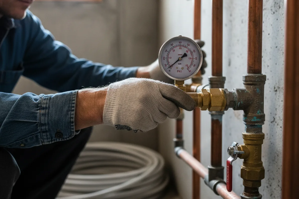 Pressure testing a repaired line during Water Line Repair in Mchenry
